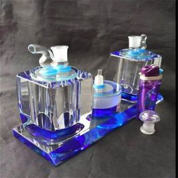 Hookahs Double with Crystal Snuff -Glass Hookah Smoking Pipe Glass Gongs -Oil Rigs Glass Bongs Glass Hookah
