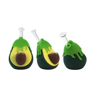 Narguilés Verre et Silicone Style Avocat Pipe À Eau Pipe À Main Narguilé Dab Rig Bong Pipes À Fumer Accessoires Produits De Fumée De Tabac avec Bol