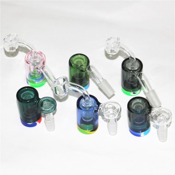 Narguilés verre cendrier 14mm 2.2 pouces Mini Bong dab plate-forme pétrolière conduite d'eau épais Pyrex clair barboteur cendrier 45 90 degrés