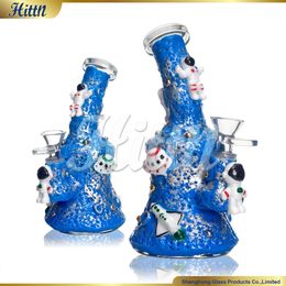 Hookahs Verre Bong 3D Pipe d'eau à espaceman peint à la main 7,5 pouces Percolateur de douche Bong avec bol de 14 mm pour fumer