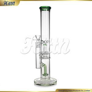 Hookahs Glass Bong Big Double douche Percolateur Pipe de verre de 15 mm d'épaisseur avec un bol de 18 mm vert