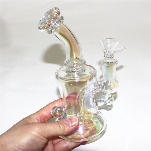 Cachimbas de vidrio Bong DAB plataformas petrolíferas burbujeador mini tubos de agua de vidrio con recipiente deslizante de 14 mm pieza colector de ceniza clavos de cuarzo