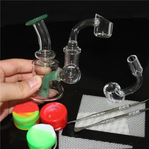 Hookahs glazen bong roze kleur dab olieligs bubbler mini glazen waterleidingen met 14 mm dia schuifkom stuk kwarts spijkers