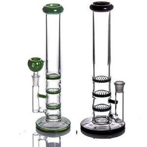 Hookahs Glass Bong Water Pipe Triple Disk Honeycomb PERC DAB BUBBLER 11inches 14 mm gewricht