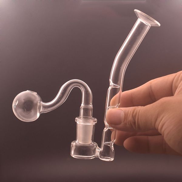 Narguilé verre J crochet adaptateur avec embout filtre trou concave pour 14mm joint eau bangs Ash Catcher bong bricolage verre tuyaux de brûleur à mazout