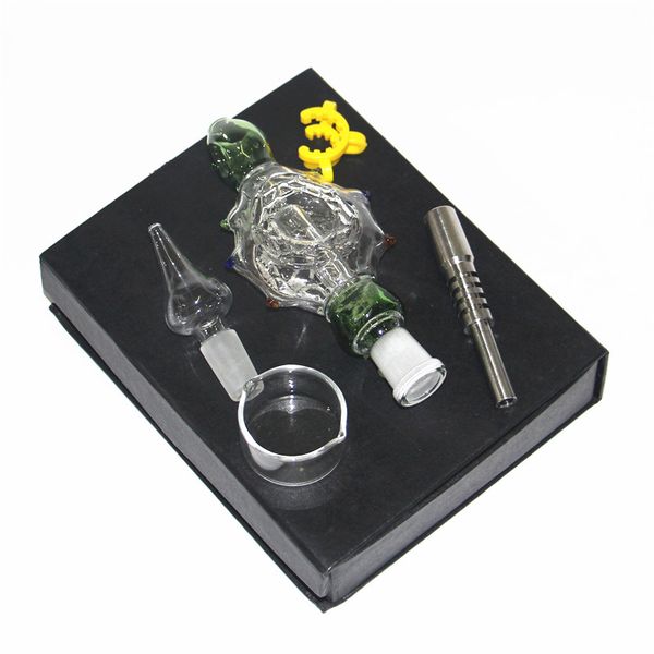 Hookahs Glass Nectar Bong Set con titanio y cuarzo Nail Dabber Dish Glass Water Pipe Fumar Hookah