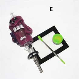 Narguilés verre Nectar avec clous métalliques de 14mm pointes de Quartz outil de dabber de cire tapis de récipient en silicone Keck Clip Reclaimer NC Kit