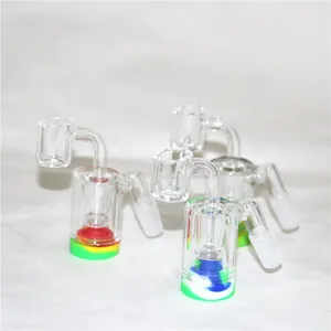 narguilés Adaptateurs de receveur de récupération en verre Accessoires pour fumer Capteurs de cendres mâles de 14 mm avec récipients en silicone et bangers à quartz bong