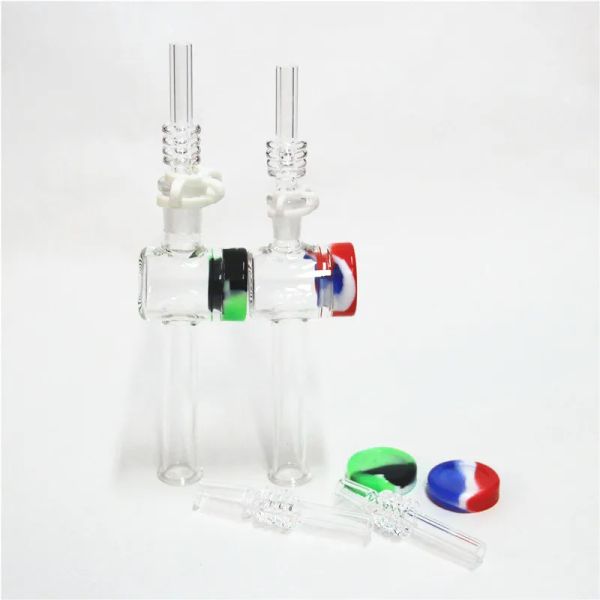 Hookahs Glass Rig Stick Mini Néctar con puntas de filtro transparente gruesas Probador Tubo de paja Tubos de agua Jaros de cera de silicona 11 LL