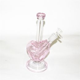 narguilés Pipes à eau en verre forme de coeur Pipe à fumée Bong plates-formes pétrolières narguilé Dab Rig herbe sèche Vap bongs accessoires pour fumer cendrier nectar