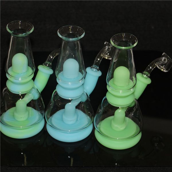 pipas de agua Brillan en la oscuridad vaso de silicona bong personalización de la plataforma petrolera Bongs Shisha Hookah Pipas de agua para fumar