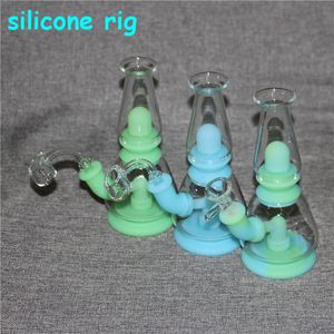 Cachimbas que brillan en la oscuridad, bongs de vaso, tubería de agua, silicona colorida, Bong Dab rig, shiasha, cachimba portátil