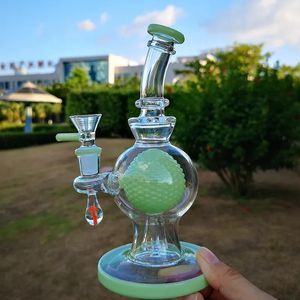 Narguilés Vert Violet Narguilés Heady Verre Bong Pomme De Douche Percolateur Boule Dab Rigs Unique Verre Tuyaux D'eau Épais Plate-Forme D'huile Avec 14mm Bol XL