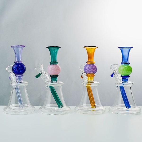 Narguilés Heady Verre Bongs Forme De Boule Conduites D'eau Droite N Trous Perc Dab Rigs 14mm Joint Femelle Avec Bol