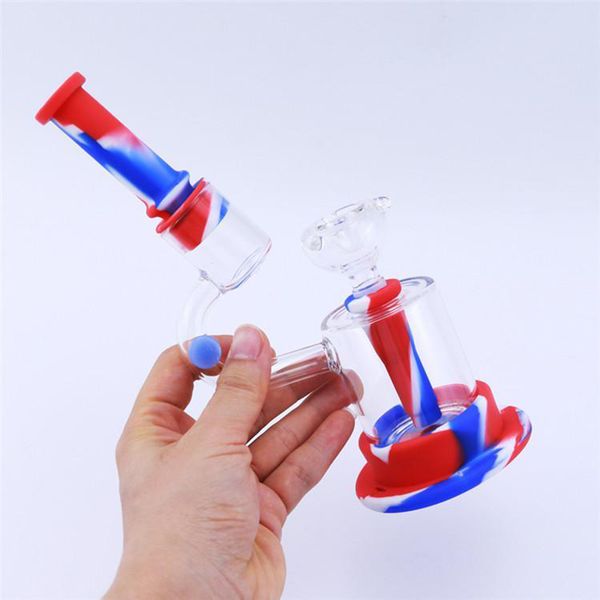 Narguilés LED Silicone bong conduites d'eau dab plate-forme narguilé créatif microscope forme siliconebongs avec boîte-cadeau