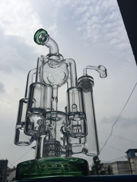 Envío gratis Hookahs Lucency Bongs de vidrio grandes Dabs Bubbler Percolador Bongs de vidrio Helix Wind Lighter Reciclar