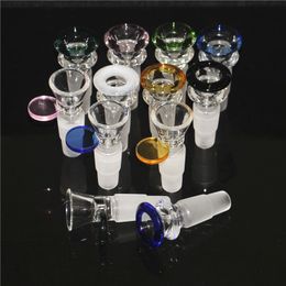 Waterpijpen Mannelijke 14mm 18mm Glazen Kommen 2 in 1 Helder Zwart Roze Blauw Kom Bubble Voor Waterleidingen bongs Dab Rigs