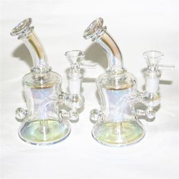 Narguilés Mini Bong En Verre 6.1 Pouces 14mm Femelle Épais Pyrex Bécher Voyage Verre Eau Bongs Recycler Dab Rigs pour Fumer