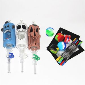 Narguilés Mini Nectar Bong Kit Dab Oil Rigs Pipes Pipe En Verre Pyrex 10mm 14mm Joint Titane Nail Straw Pipe set