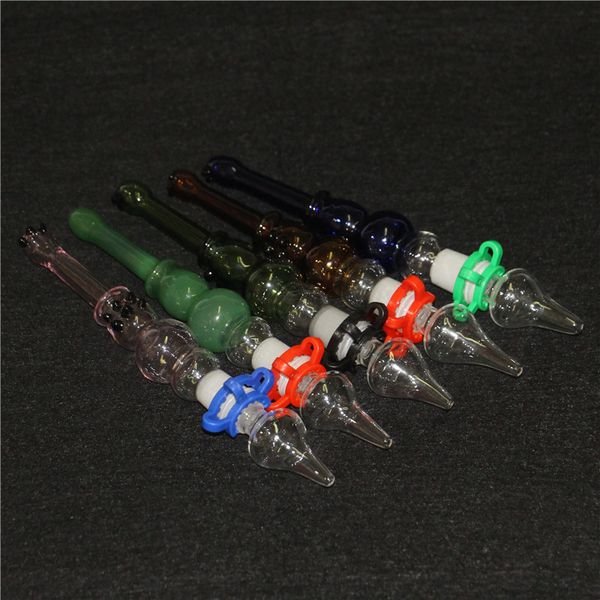 narguilés Mini Pipe Concentrate Dab Straw Nectar Kit avec embout en acier inoxydable Inverted Nail Quartz Tips Oil Rigs Glass Bong