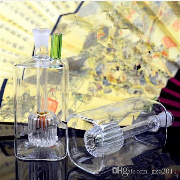 Cachimbas Mini botella de agua filtrante cuadrada Bongs de vidrio al por mayor Quemador de aceite Tuberías de agua de vidrio Plataformas petroleras
