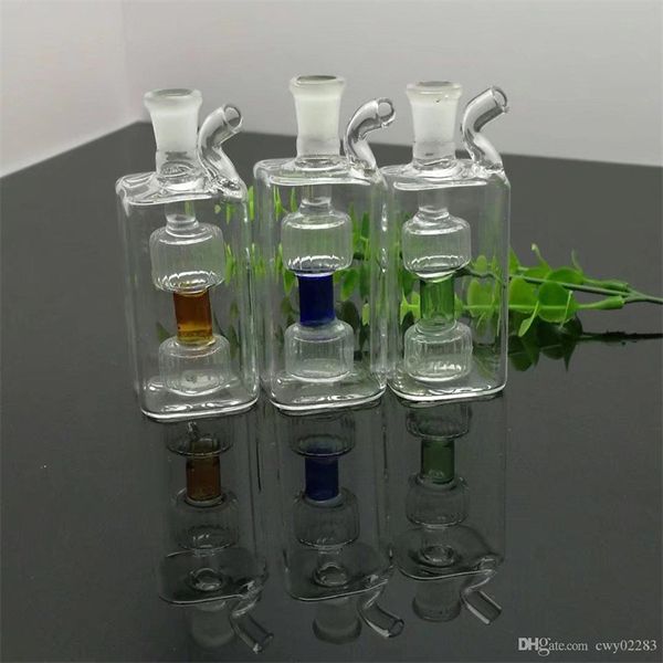 Cachimbas Mini botella de agua de vidrio cuadrada Venta al por mayor Bongs de vidrio Quemador de aceite Tubos de agua de vidrio Plataformas petroleras