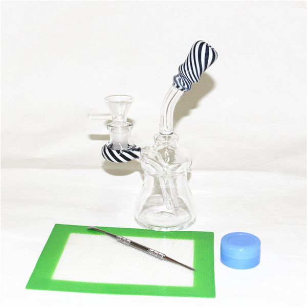 Narguilés Mini tube droit conduites d'eau petite huile Dab Rigs 14mm Joint avec bol verre bécher Bongs fumer tuyau silicone dab pad