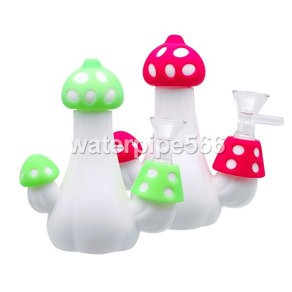 Narguilés Mushroom Silicone Bongs conduites d'eau avec bols en verre fumée accessoire pour la vente en gros