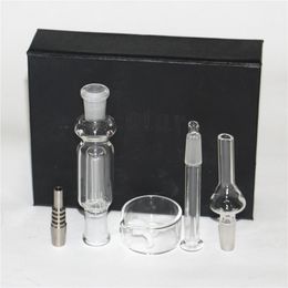 Kit de nectar de narguilés tuyaux en verre mini bong deux fonctions à la fois pointe de quartz pointes de titane 10mm 14mm plates-formes pétrolières dabs nectar