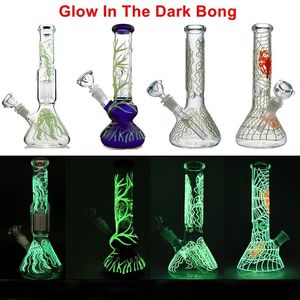 Narguilés Les plus récents mini narguilés brillent dans le verre foncé Bong UV toile d'araignée Dab plate-forme toile d'araignée Bongs plates-formes pétrolières lumineuses Beecomb disque conduites d'eau GID0109