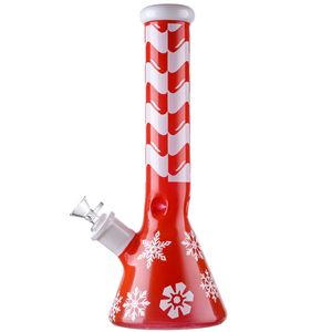 Christmas Style Hookahs Xmas Big Beker Bong Rechte Buis Sneeuwvlok Waterleidingen Ijs Knijpen 7mm Dikke Glazen Bongs met Kom Diffused Downstem Smoking Pipe