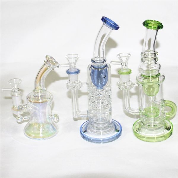 Hookahs pyrex glass bong plataforma petrolera articulación femenina embriagador bubbler dab rigs 14mm ash catcher bubbler con tazón