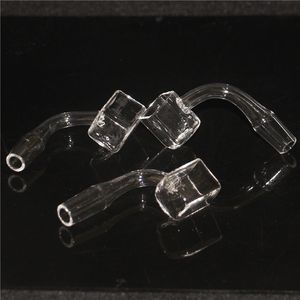 Narguilés Quartz Banger Nail Carré Sucre Cube Style Quartz Bangers sans dôme 14mm / 18mm / 10mm Mâle 90 Degrés Joint Transparent pour Verre Bong Pipe à Eau Dab Rig