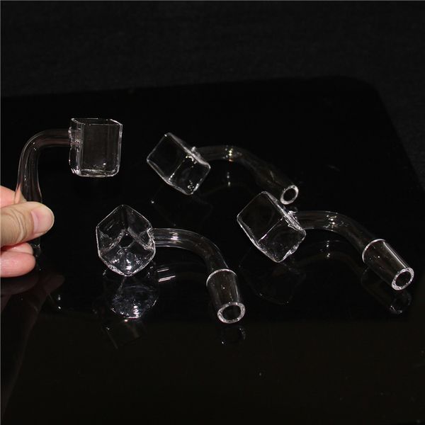 Cachimbas Cuarzo Cubo de azúcar Banger Nail 10 mm / 14 mm / 18 mm / 19 mm Hembra Hombre Cuarzo real Pulido Junta transparente para tubos cuadrados Tazones de diapositivas para fumar Plataformas de dab de vidrio