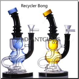 Reciclador de narguiles bong Bongs de vidrio grueso tipo doblado Percolador de embudo y cabezal de ducha para fumar tabaco mini bongs hechos a mano al por mayor de china