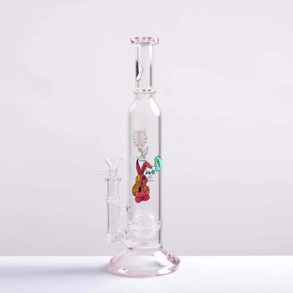 Ensemble de narguilés Bangs en verre attrape-cendres dessin animé rose tuyau de narguilé en nid d'abeille tuyau de plate-forme pétrolière piège à glace Pistolet à cigarette classique Pleine hauteur 13 pouces