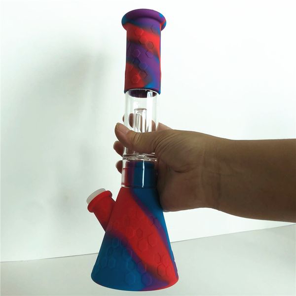 pipas de agua Bong de silicona Percoladores Perc Tubos de agua rectos extraíbles coloreados Portátil plegable Smoking Dab Rig