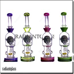 Narguilés Crâne Percolateur Bang En Verre Dépoli Bécher En Verre Lourd Bong Avec 14mm Bol Mâle Accessoires Dab Rig Pipes