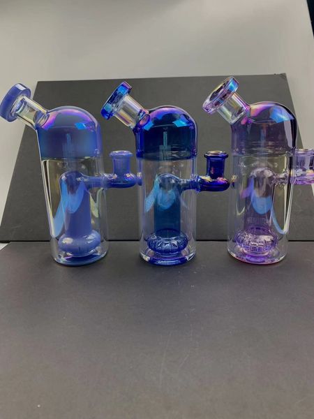 narguilés Bong en verre épais Fab Egg Pipe à eau Crâne Beaker Dab Rig Ball Recycler Bent Neck rose violet couleur dab rig bong cendrier Gravity Hookah