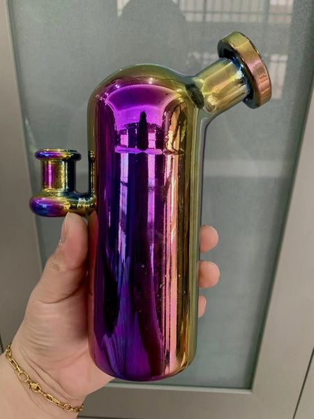 Cachimbas Vidrio grueso Bong Huevo fabuloso Tubería de agua Cráneo Vaso de precipitados Dab Rig Reciclador de bolas Cuello doblado color rosa púrpura dab rig bong receptor de cenizas Gravity Hookah Colores personalizables