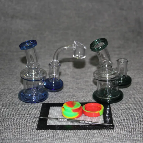 Narguilés Verre Épais Bong Heady Oil Mini Vapeur Dab Rig Conduites D'eau Base 5 Pouces 14mm Joint dabber outils