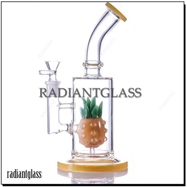 Narguilés Verre Épais Bong À Eau Classique Conduite D'eau Ananas Percolateur Mini Bongs Portable pour La Maison 9,8 Pouces Nouveauté