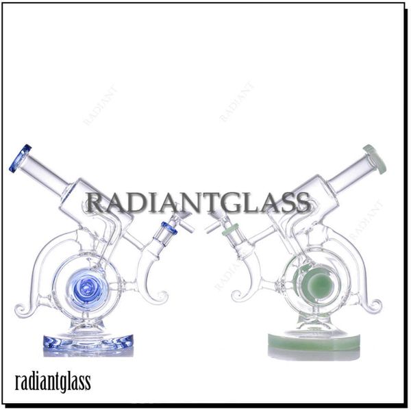 Hookahs Thick Recycler Glass Bong fort barbette Forma doblada tipo Lookah para fumar bongs hechos a mano al por mayor de china