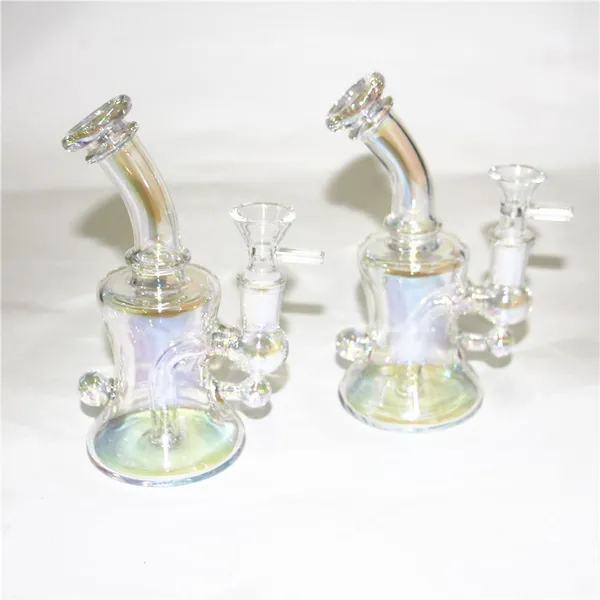 Hookahs Turbina Perc Percolador 9 pulgadas Único Reciclador doble Bong de vidrio 14.5 mm Tubos de agua femeninos Dab Rigs