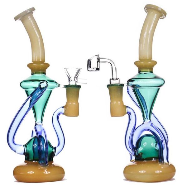 Narguilés Vortex Dab Rig Recycler Plates-formes pétrolières Wax Water Bong Pipe Heady Klein Bongs avec bol ou quartz banger barboteur cyclone bécher