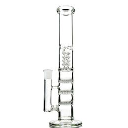 Hookahs Venta al por mayor Triple Peine Percolador Vidrio Bong Aceite Dab Rigs Birdcage Perc Bongs Tuberías de agua Junta de 18 mm con recipiente de color HR316