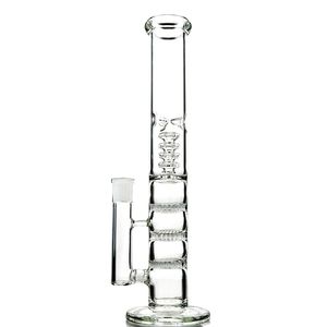 Narguilés en gros Triple peigne percolateur verre Bong huile Dab plates-formes cage à oiseaux Perc Bongs conduites d'eau 18mm Joint avec bol coloré HR316