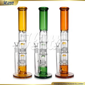 Hookas Double douche Perc Perc Bong Glass Water Pipe DAB Huile Rise pour fumer 16,5 pouces avec bol de 18 mm