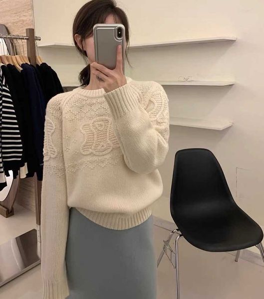 Pull brodé de fleurs crochetées pour femmes en automne et en hiver, nouvelle niche haut de gamme, Style paresseux Unique, bas en tricot, haut coréen