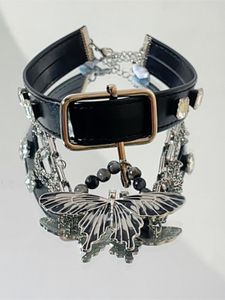Collier de pute, niche et conception personnalisée, collier de papillon en cuir noir haut de gamme, chaîne de cou pour les femmes
